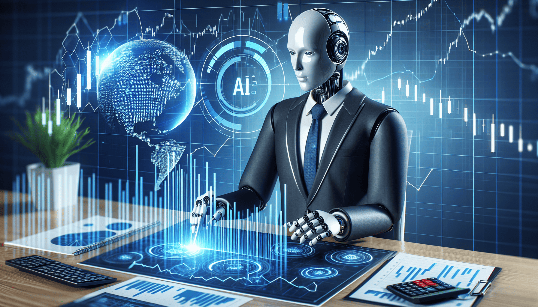 AI robot analyzing investment data