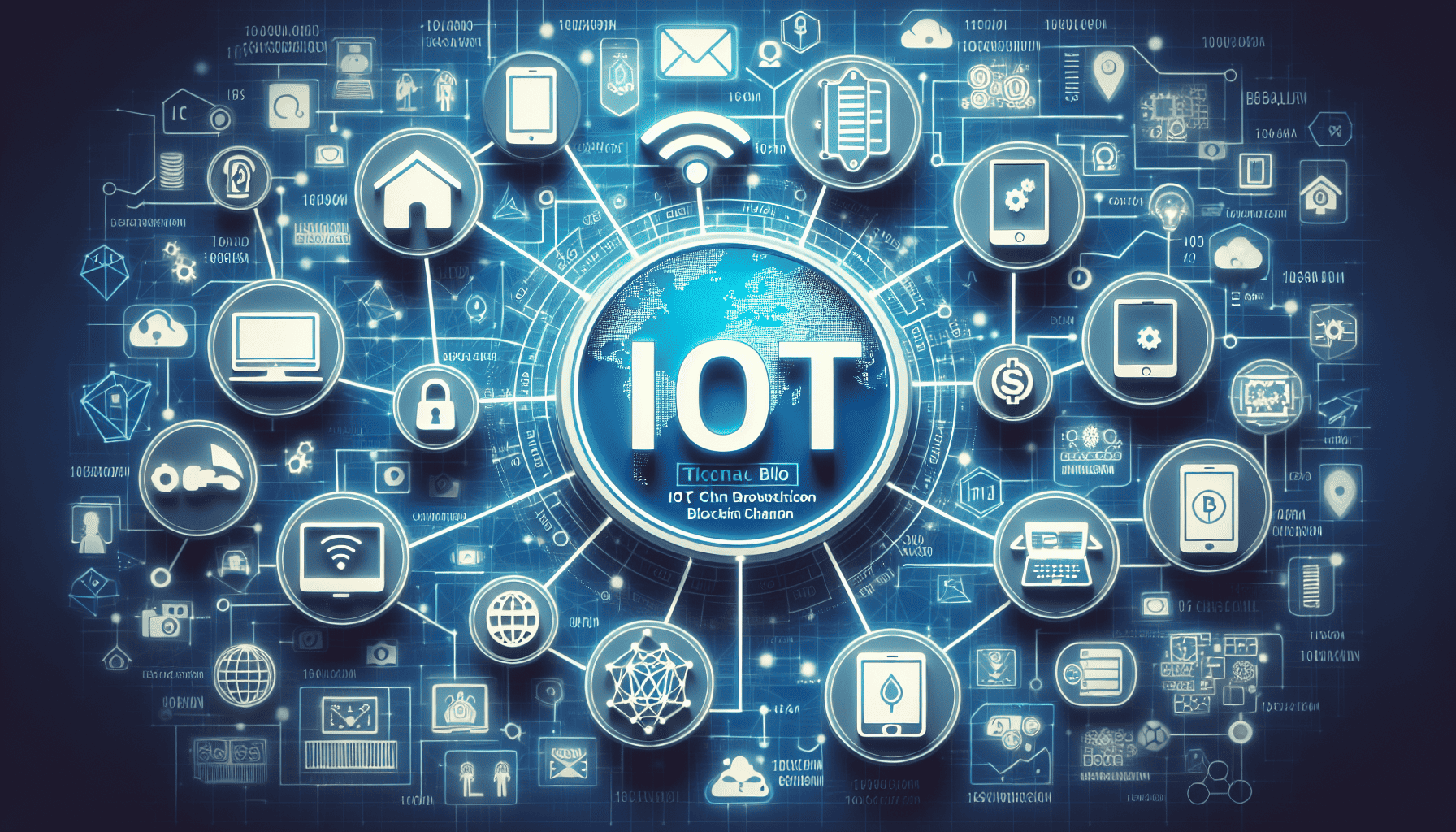 Blockchain and IoT integration illustration